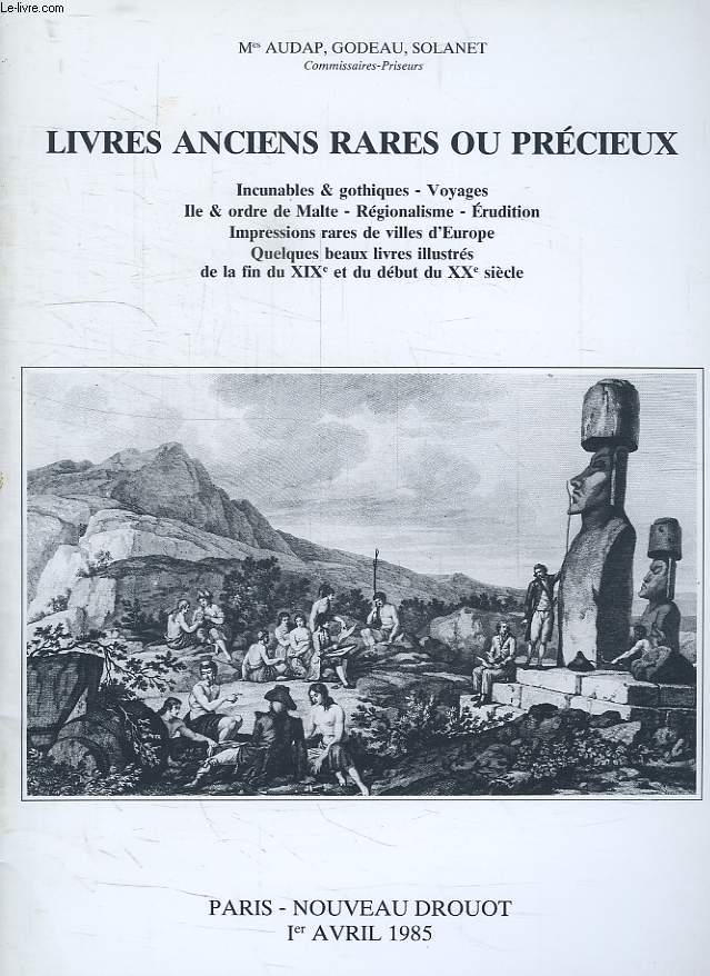 LIVRES ANCIENS RARES OU PRECIEUX, NOUVEAU DROUOT, 1er AVRIL 1985