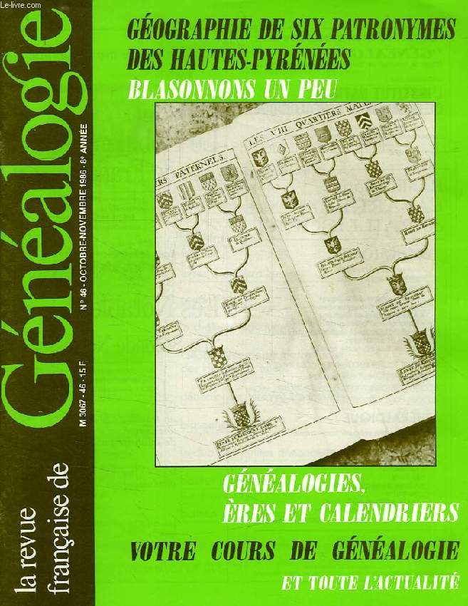 LA REVUE FRANCAISE DE GENEALOGIE, N 46, OCT.-NOV. 1986