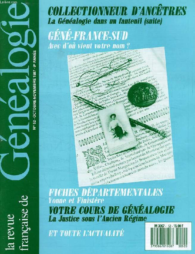 LA REVUE FRANCAISE DE GENEALOGIE, N 52, OCT.-NOV. 1987