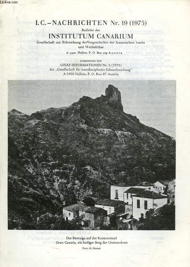 BULLETIN DES INSTITUTUM CANARIUM, I.C. - NACHRICHTEN Nr 19, 1975