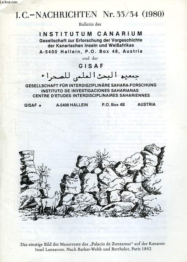 BULLETIN DES INSTITUTUM CANARIUM, I.C. - NACHRICHTEN Nr 33/34, 1980