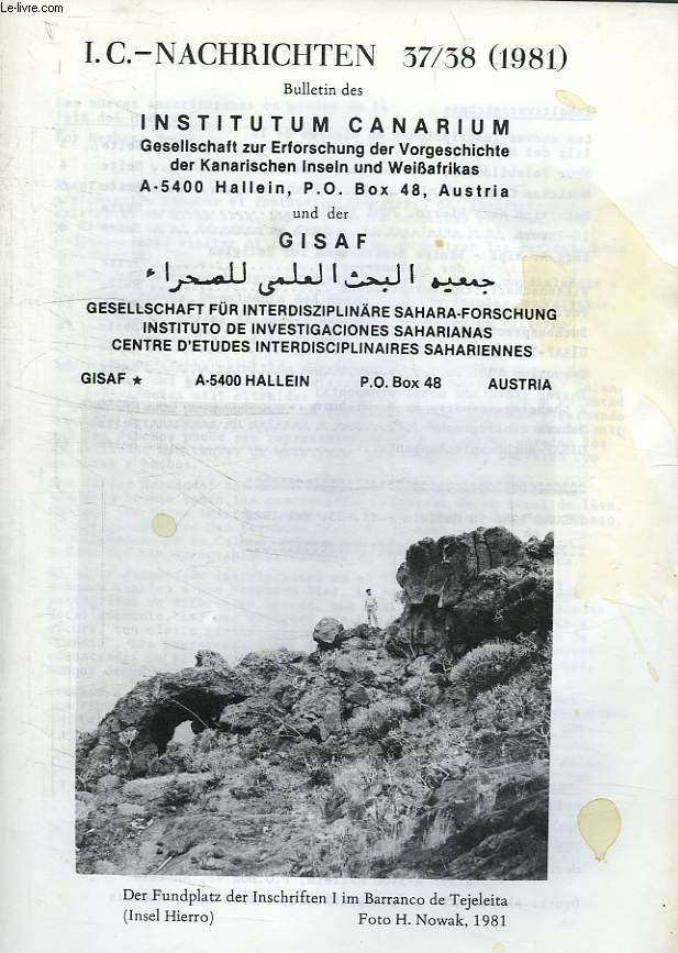 BULLETIN DES INSTITUTUM CANARIUM, I.C. - NACHRICHTEN Nr 37/38, 1981