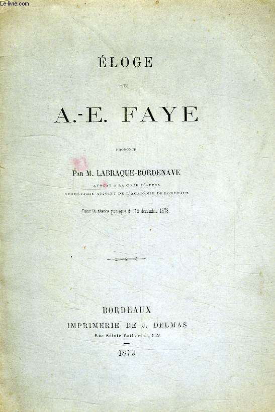 ELOGE DE A.-E. FAYE