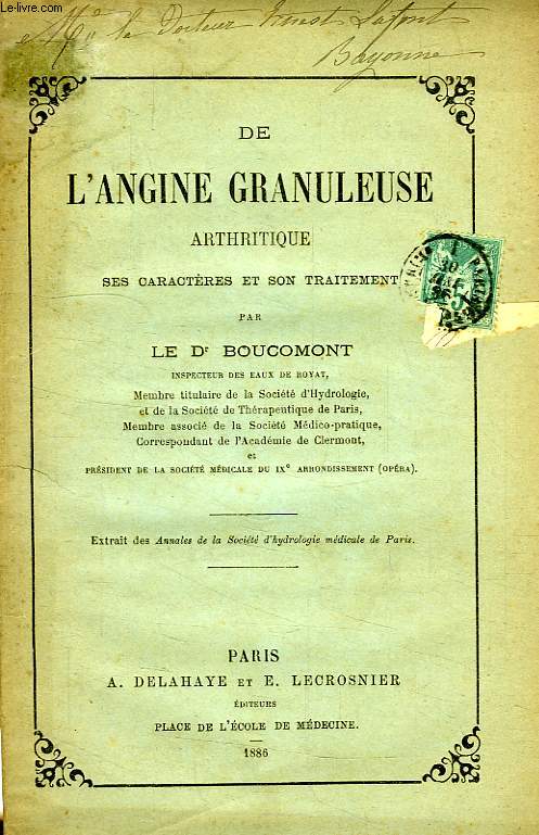 DE L'ANGINE GRANULEUSE ARTHRITIQUE, SES CARACTERES ET SON TRAITEMENT