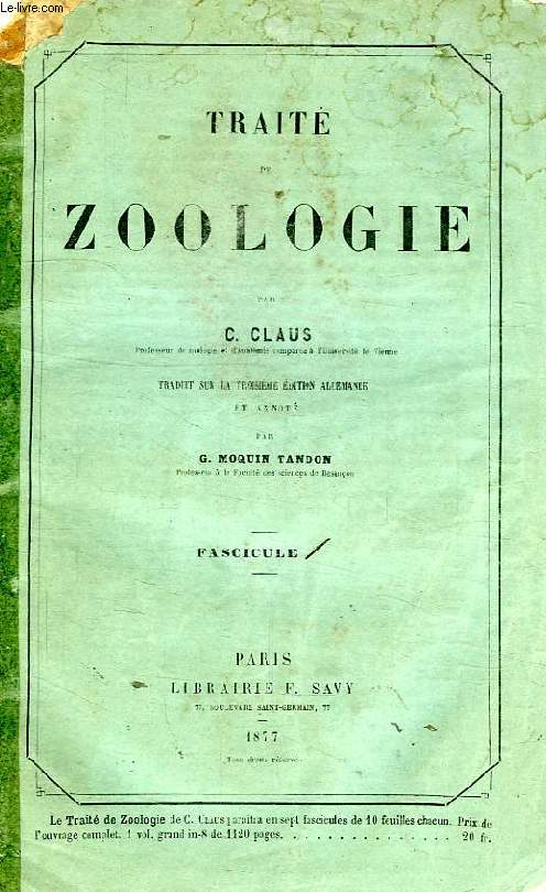 TRAITE DE ZOOLOGIE, FASCICULE 1