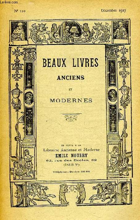 BEAUX LIVRES ANCIENS ET MODERNES, N 210, 1927