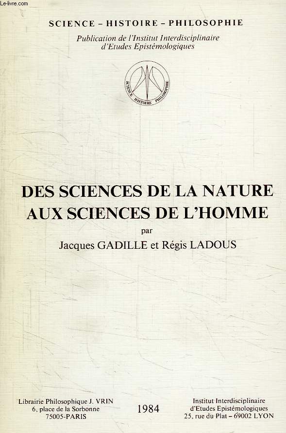 DES SCIENCES DE LA NATURE AUX SCIENCES DE L'HOMME