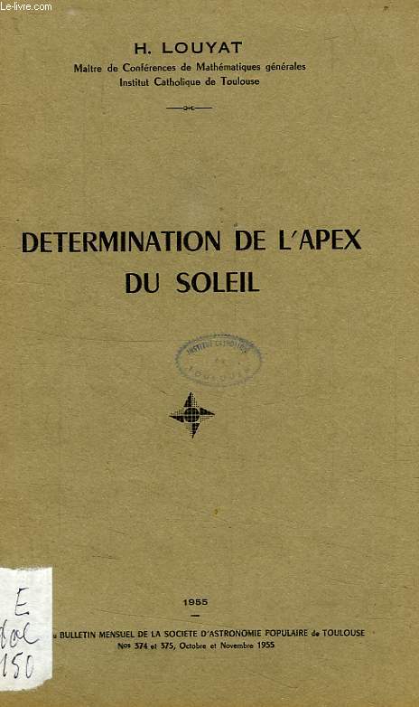 DETERMINATION DE L'APEX DU SOLEIL