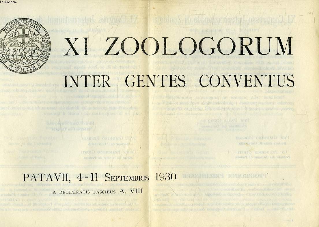 XI ZOOLOGORUM INTER GENTES CONVENTUS