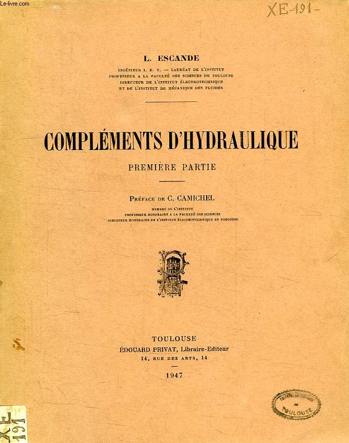 COMPLEMENTS D'HYDRAULIQUE, 1re PARTIE