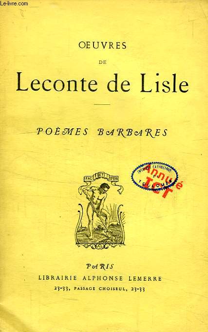 OEUVRES DE LECONTE DE LISLE, POEMES BARBARES