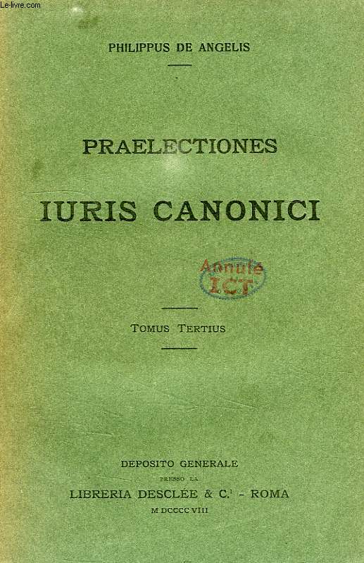 PRAELECTIONES IURIS CANONICI, TOMUS TERTIUS