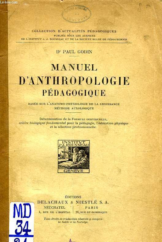 MANUEL D'ANTHROPOLOGIE PEDAGOGIQUE