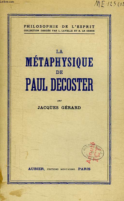 LA METAPHYSIQUE DE PAUL DECOSTER