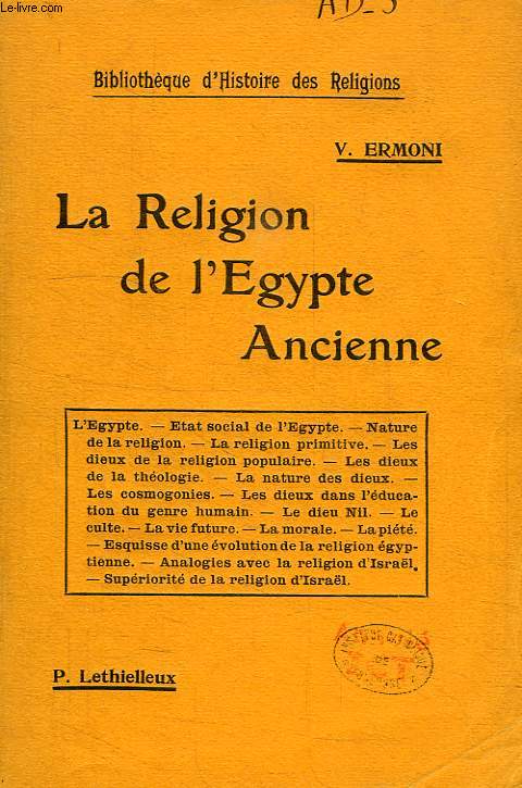 LA RELIGION DE L'EGYPTE ANCIENNE
