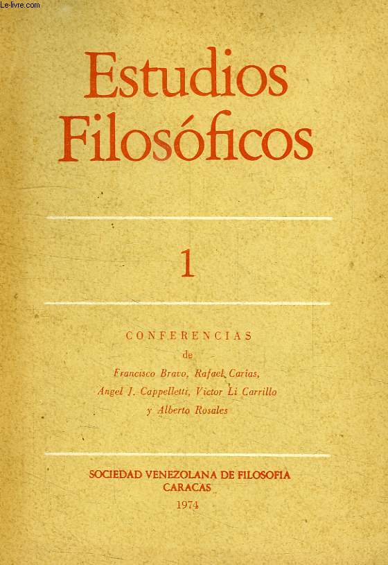 ESTUDIOS FILOSOFICOS, N 1, CONFERENCIAS