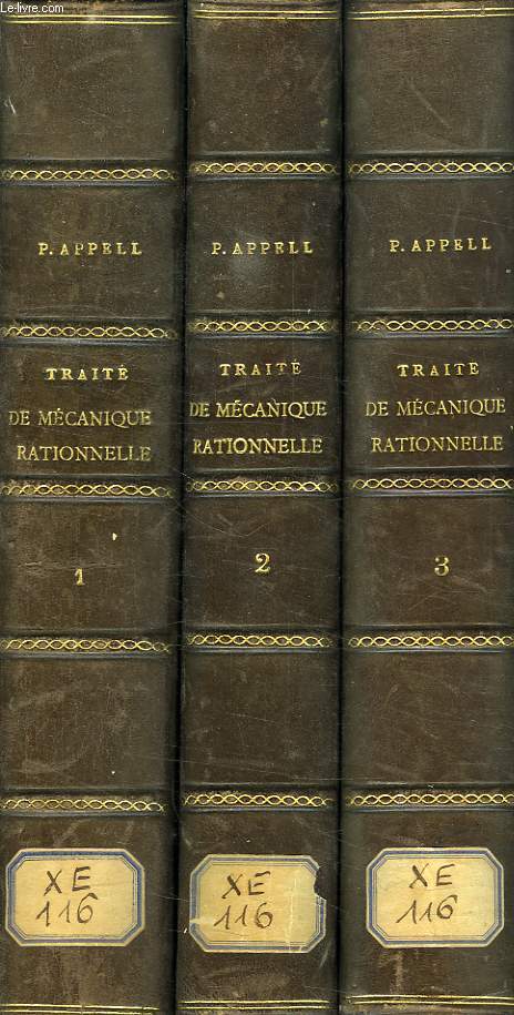 TRAITE DE MECANIQUE RATIONNELLE, 3 TOMES