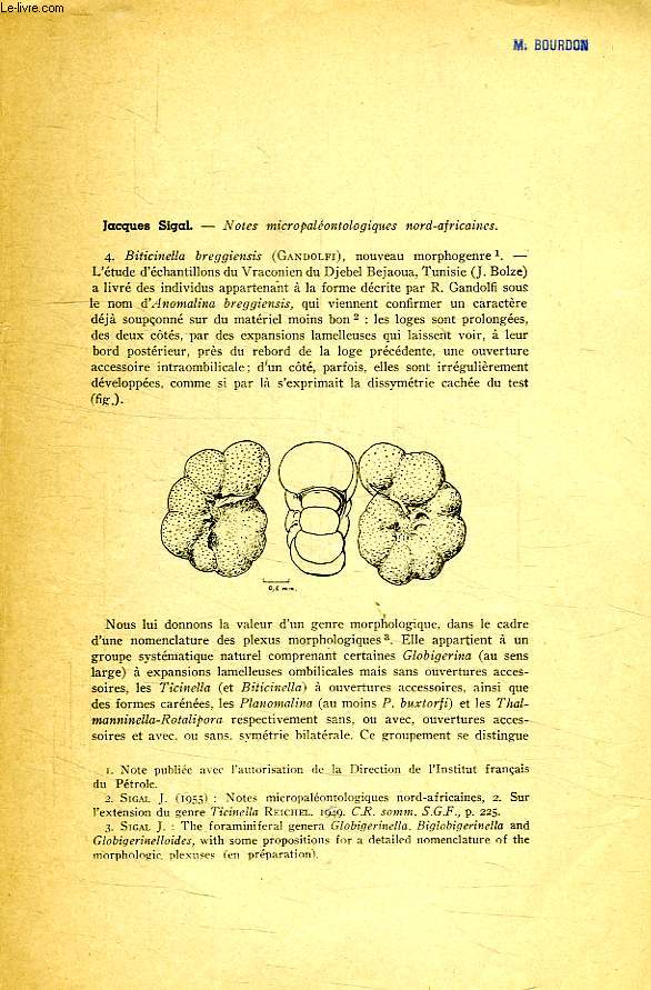 NOTES MICROPALEONTOLOGIQUES NORD-AFRICAINES