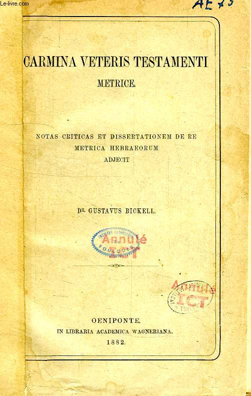 CARMINA VETERIS TESTAMENTI METRICE