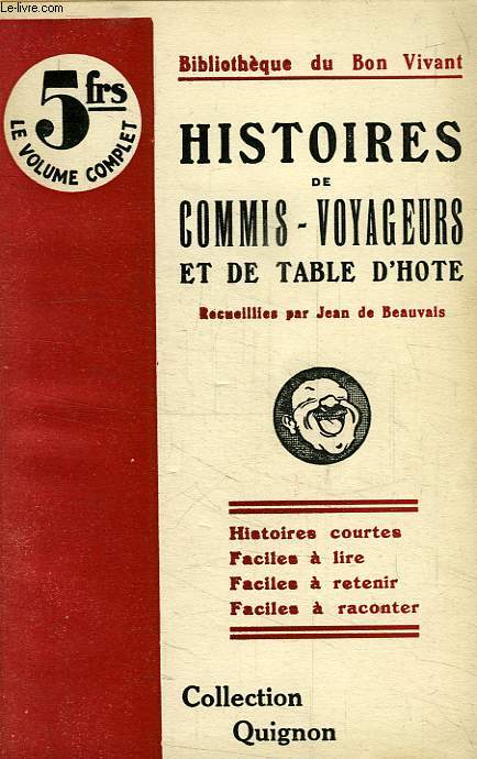 HISTOIRES DE COMMIS-VOYAGEURS ET DE TABLE D'HOTE