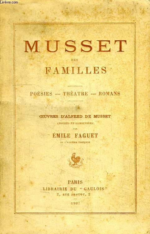 MUSSET DES FAMILLES, ANALYSES ET EXTRAITS