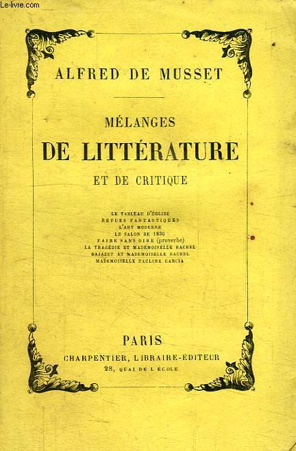 MELANGES DE LITTERATURE ET DE CRITIQUE