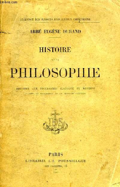 HISTOIRE DE LA PHILOSOPHIE