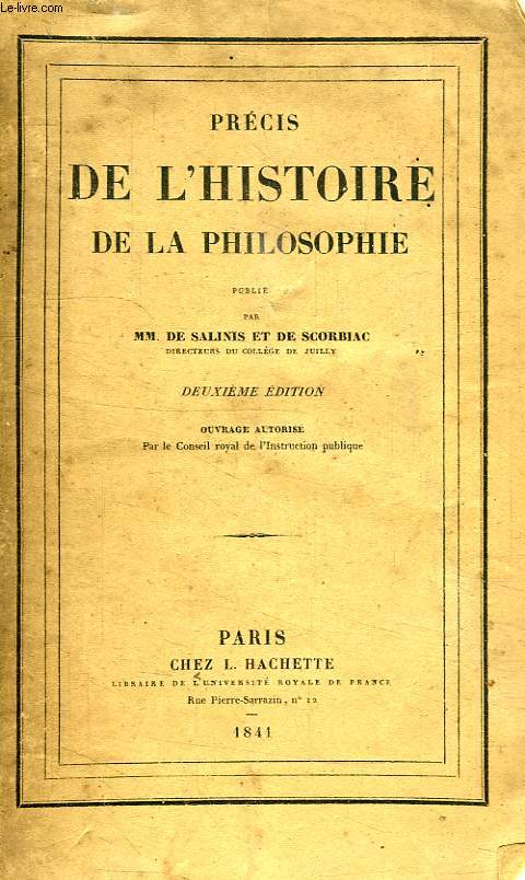 PRECIS DE L'HISTOIRE DE LA PHILOSOPHIE