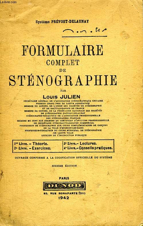 FORMULAIRE COMPLET DE STENOGRAPHIE