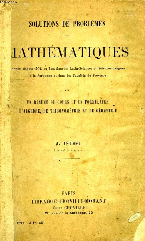 SOLUTIONS DE PROBLEMES DE MATHEMATIQUES