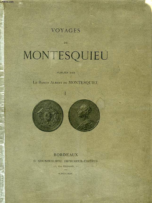 VOYAGES DE MONTESQUIEU, 3 TOMES