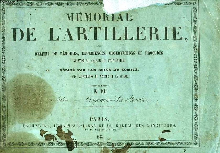 MEMORIAL DE L'ARTILLERIE, OU RECUEIL DE MEMOIRES, EXPERIENCES, OBSERVATIONS ET PROCEDES RELATIFS AU SERVICE DE L'ARTILLERIE, N IV, ATLAS