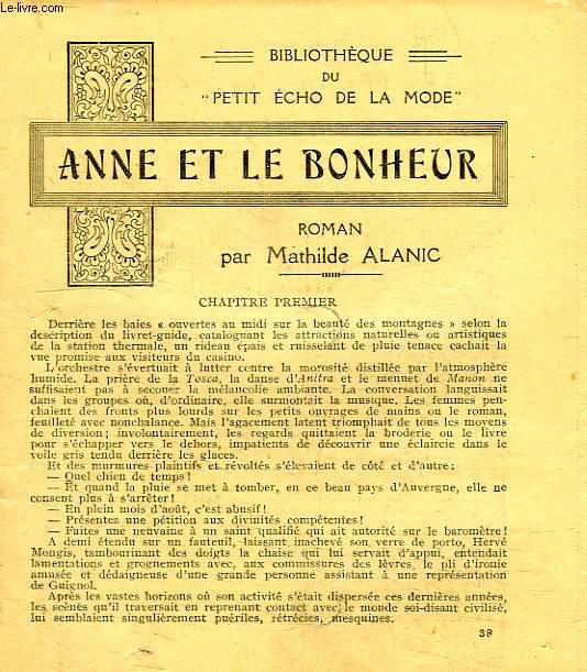 ANNE ET LE BONHEUR