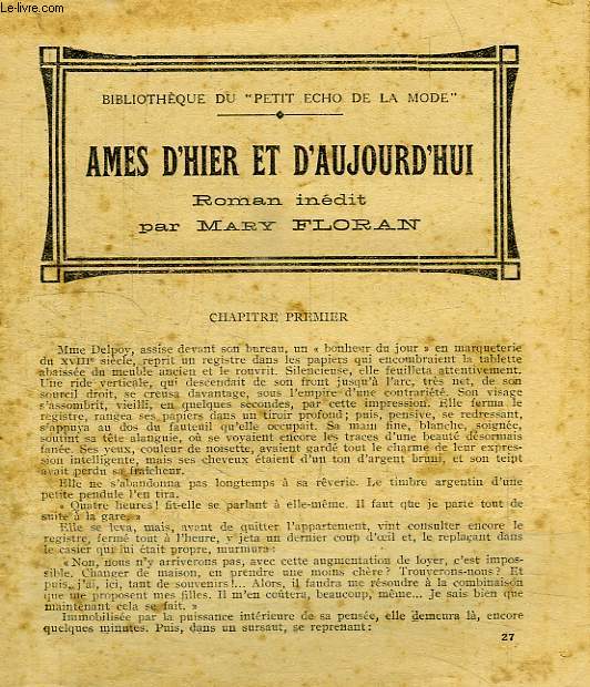 AMES D'HIER ET D'AUJOURD'HUI