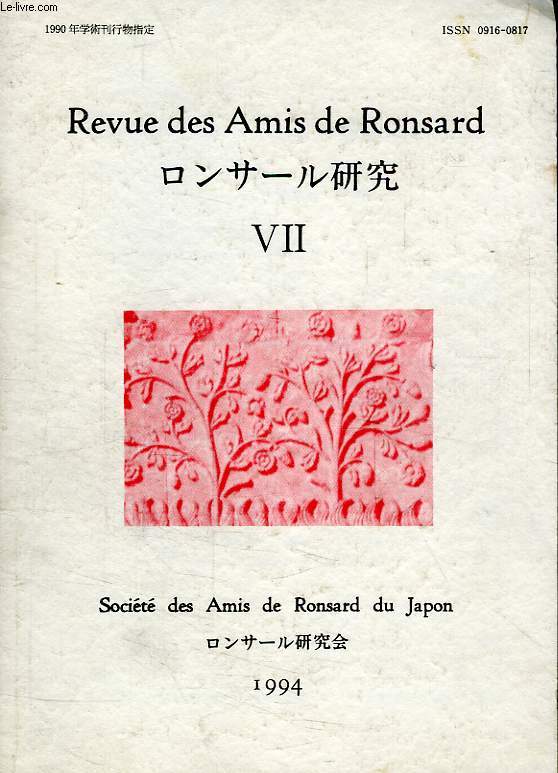REVUE DES AMIS DE RONSARD, VII, 1994