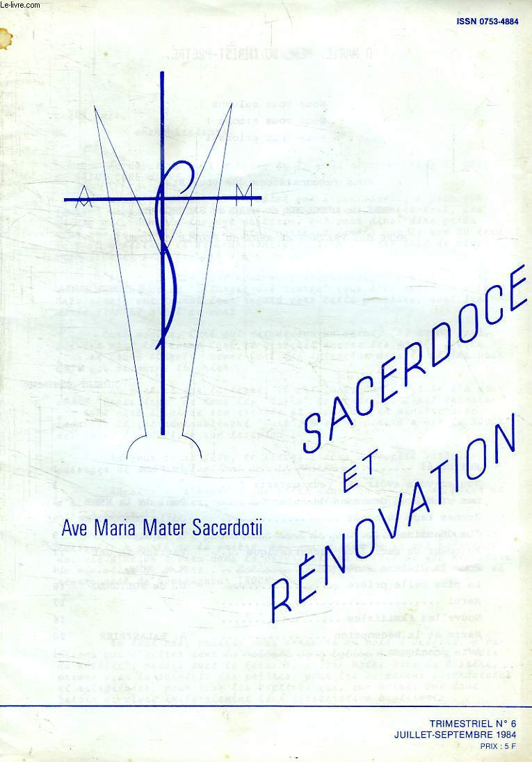 SACERDOCE ET RENOVATION, N 6, JUILLET-SEPT. 1984