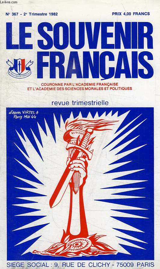 LE SOUVENIR FRANCAIS, N 367, 2e TRIM. 1982
