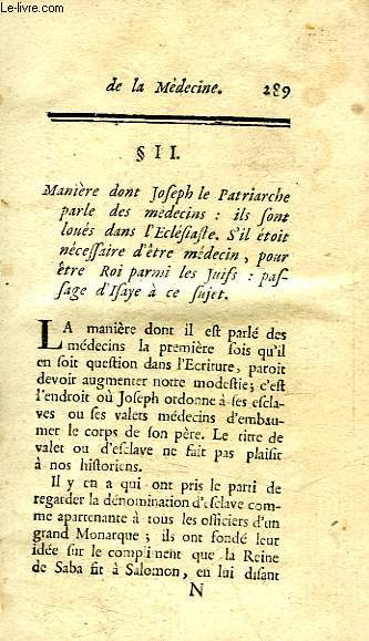 RECHERCHES SUR L'HISTOIRE DE LA MEDECINE (TOME II)
