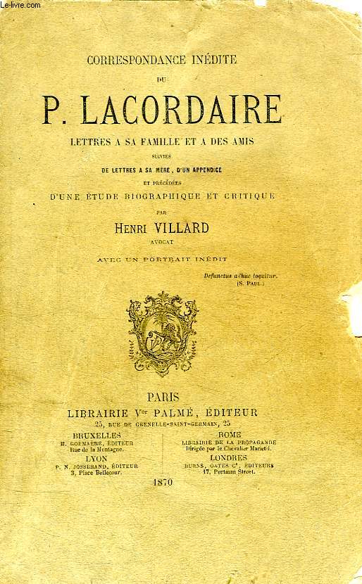 CORRESPONDANCE INEDITE