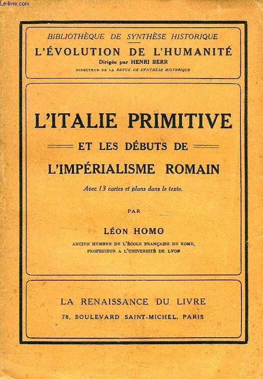 L'ITALIE PRIMITIVE ET LES DEBUTS DE l'IMPERIALISME ROMAIN