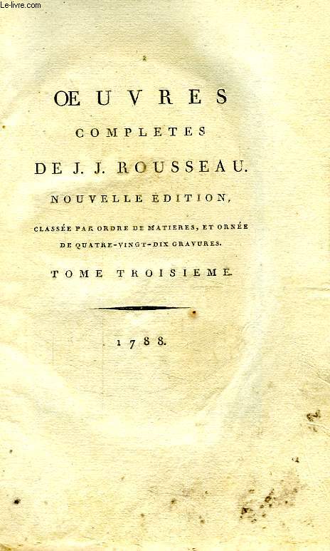 OEUVRES COMPLETES DE J. J. ROUSSEAU, 19 TOMES (INCOMPLET)