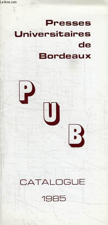 PUB, CATALOGUE 1985