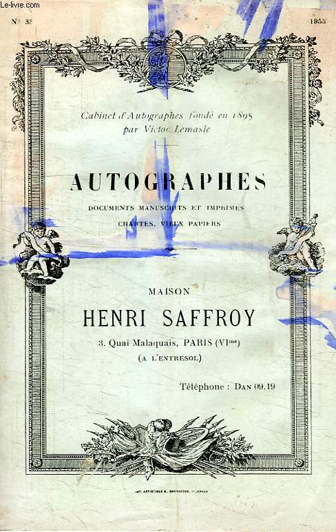 MAISON HENRI SAFFROY, AUTOGRAPHES, CATALOGUE N 35, 1955