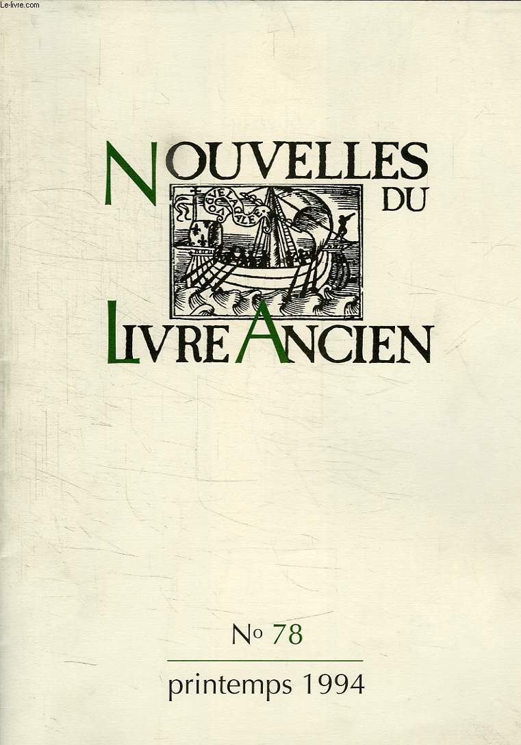 NOUVELLES DU LIVRE ANCIEN, N 78, PRINTEMPS 1994