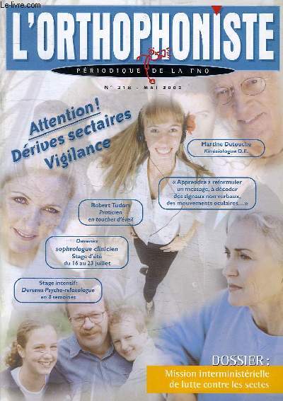 L'ORTHOPHONISTE, PERIODIQUE DE LA FNO, N 218, MAI 2002