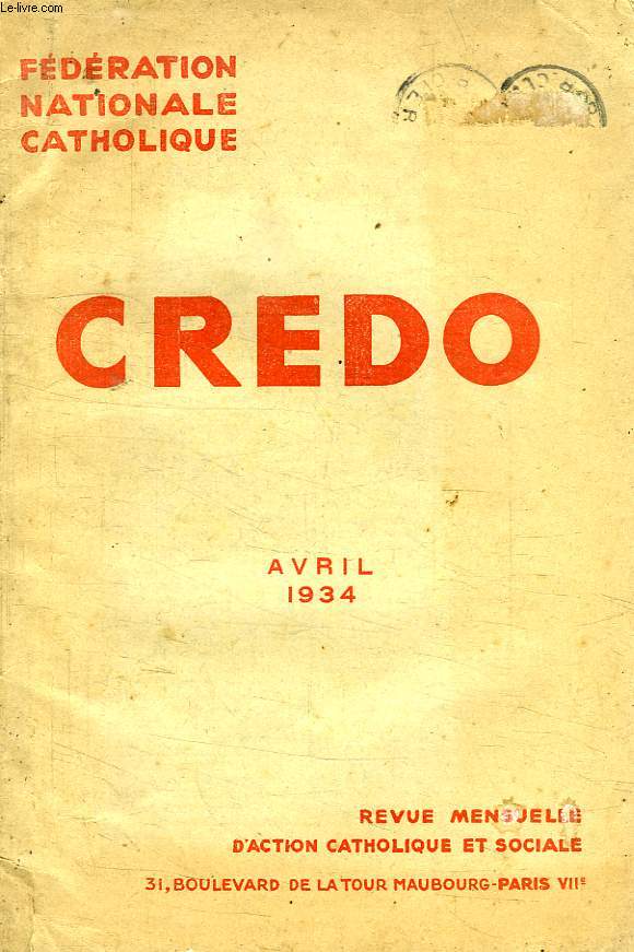 CREDO, N 100, AVRIL 1934