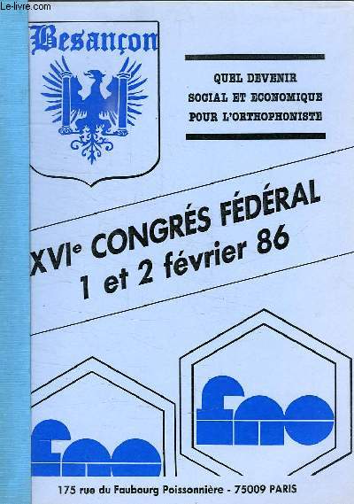 FNO, XVIe CONGRES FEDERAL, BESANCON, 1-2 FEV. 1986