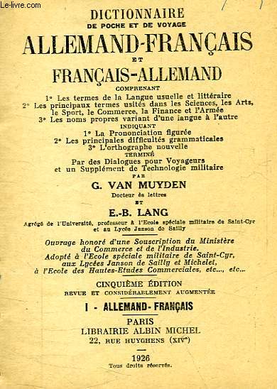 DICTIONNAIRE DE POCHE ET DE VOYAGE ALLEMAND-FRANCAIS ET FRANCAIS-ALLEMAND