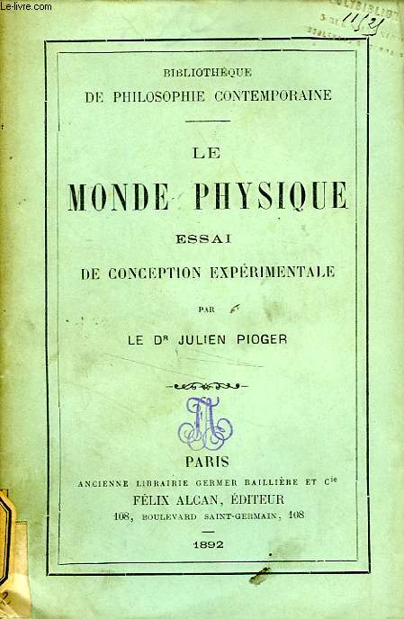 LE MONDE PHYSIQUE, ESSAI DE CONCEPTION EXPERIMENTALE