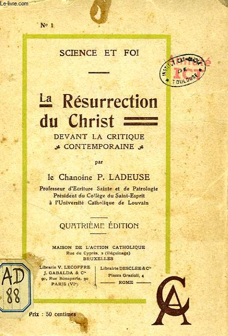 LA RSURRECTION DU CHRIST DEVANT LA CRITIQUE CONTEMPORAINE